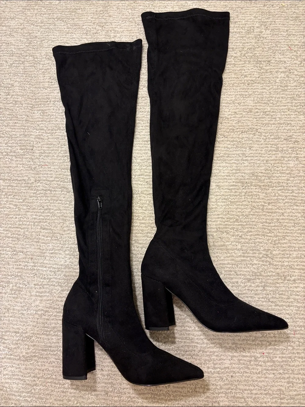 Liliana Black Over-The-Knee Block Heel Boots